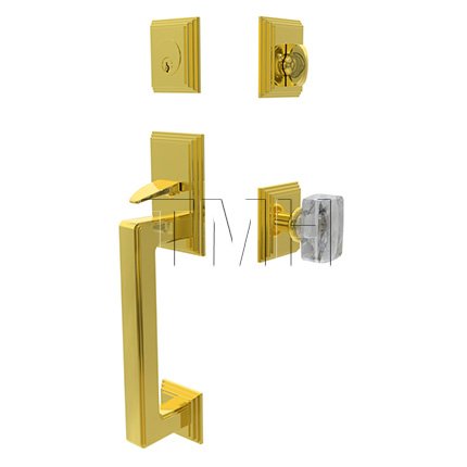 Emtek Hamden Tubular Entry Set Single Cylinder with Windsor Crystal Knob (US3)
