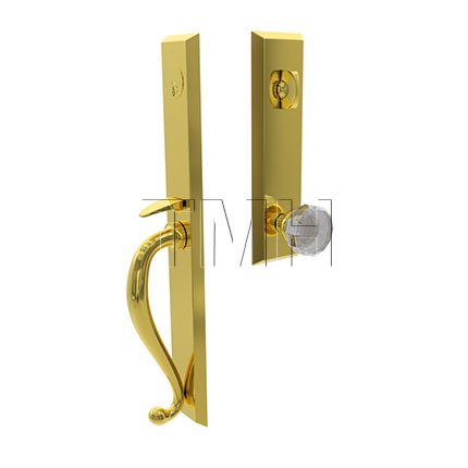 Jefferson Door Lock Single Cylinder with Lowell Crystal Knob in US3 Finish