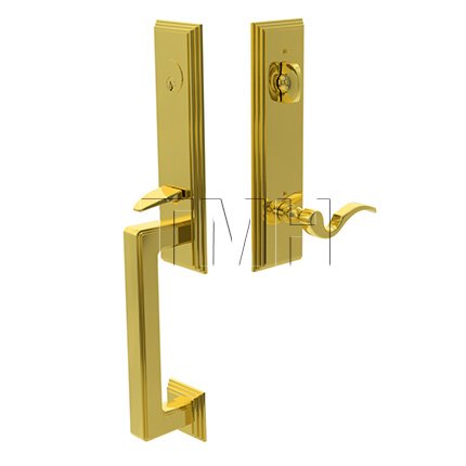 Wilshire Single Cylinder Door Locks Set with Cortina Brass Lever in Polished Brass