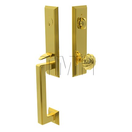 Wilshire Single Cylinder Door Locks Set with Melon Brass Knob in Polished Brass