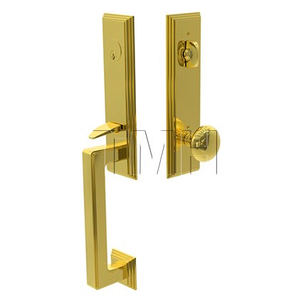 Wilshire Single Cylinder Door Locks Set with Providence Brass Knob in Polished Brass