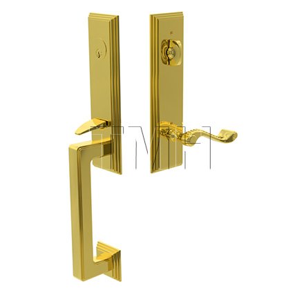 Wilshire Single Cylinder Door Locks Set with Rope Brass Lever in Polished Brass