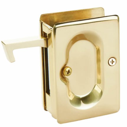 Emtek Pocket Door Lock in Polished Brass Finish