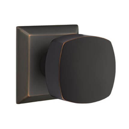 Emtek 8131FRK Contemporary Modern Brass Freestone Knob, Quincy Rosette