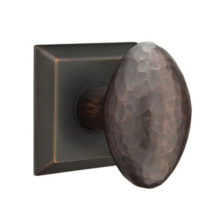 Emtek 8131HE Contemporary Modern Brass Hammered Egg Knob, Quincy Rosette