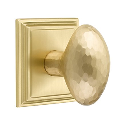 Emtek 8161HE Contemporary Modern Brass Hammered Egg Knob, Wilshire Rosette