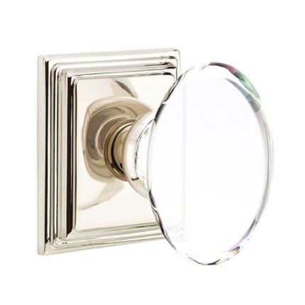 Emtek 8161HT Oval Crystal Door Knob, Wilshire Rosette