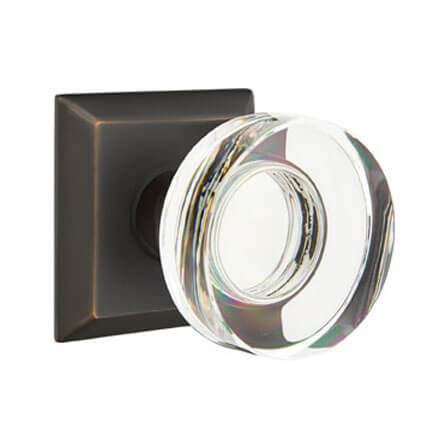 Emtek 8131MDC Contemporary Mushroom Glass Door Knob, Quincy Rosette