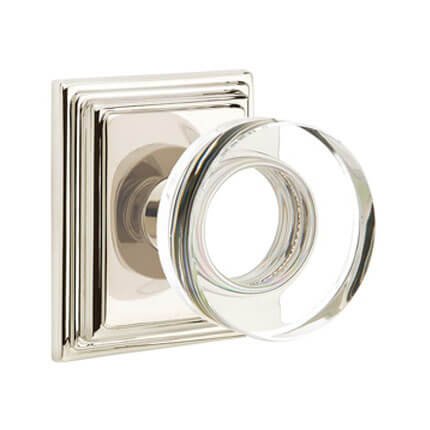 Emtek 8161MDC Contemporary Mushroom Glass Door Knob, Wilshire Rosette