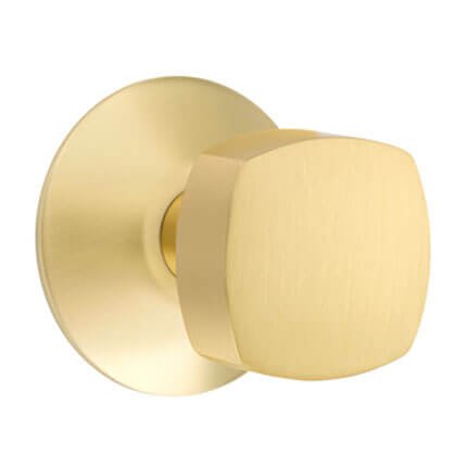 Emtek Freestone Door Knob, Modern Designer Brass, Passage, Modern Rosette, Satin Brass (US4) Finish