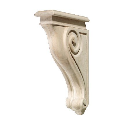 Hafele Wooden Corbel, Scroll Collection, 13" X 2-7/8" X 9-3/16", Maple finish