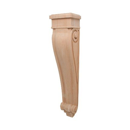 Hafele Wooden Corbel, Scroll Collection, 24" x 5-1/4" x 4-3/8", Maple finish