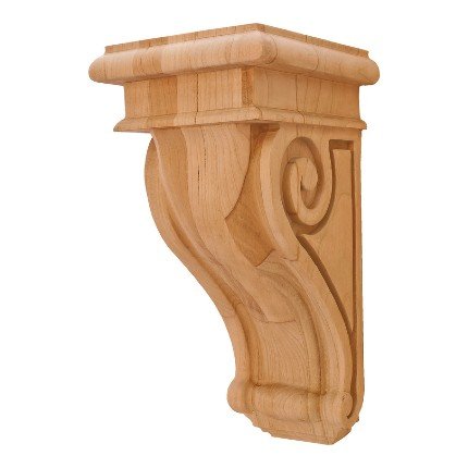 Hafele Wooden Corbel, Scroll Collection, 9" X 4-1/4" X 5", Cherry finish