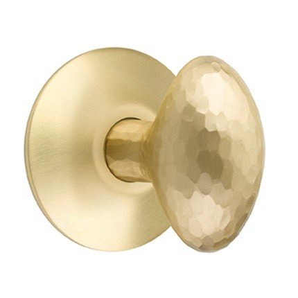 Emtek Hammered Egg Door Knob, Modern Designer Brass, Passage, Modern Rosette, Satin Brass (US4) Finish
