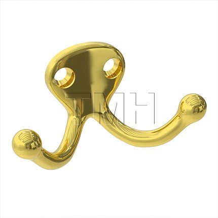 Ives 582 Double Wardrobe Hook in Polished Brass Finish (US3)