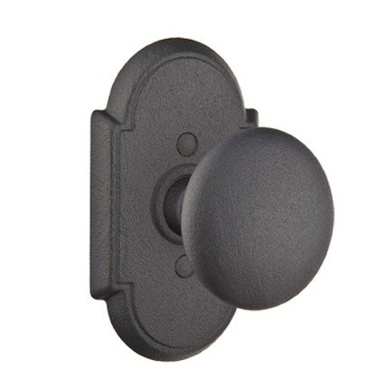 Emtek Jamestown Wrought Steel Knobset, Passage with #1 Rosette in Flat Black Steel (FBS) Finish