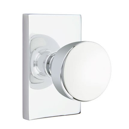 Emtek 5112LAU Contemporary Modern Brass Laurent Knob, Modern Rectangular Rosette