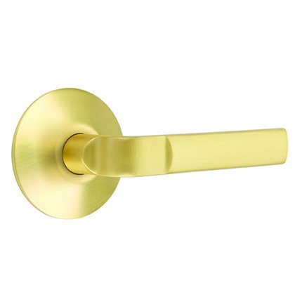 Emtek Aston Door Handle, Modern Designer Brass, Passage, Modern Rosette, Satin Brass (US4) Finish