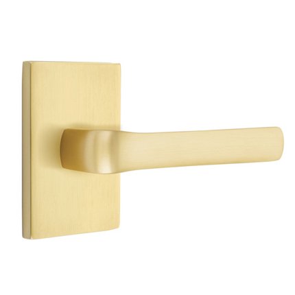 Emtek 5112SPN Contemporary Modern Brass Spencer Lever, Modern Rectangular Rosette