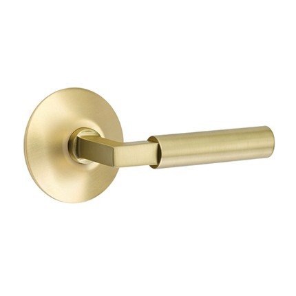 Emtek Hercules Door Handle, Modern Designer Brass, Passage, Modern Rosette, Satin Brass (US4) Finish