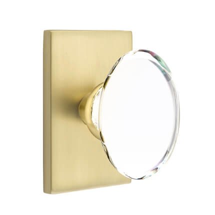 Emtek 5112HT Contemporary Oval Crystal Door Knobs, Modern Rectangular Rosette