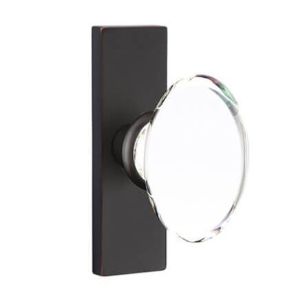 Emtek 5507HT Contemporary Oval Crystal Door Knob, Stretto Rosette
