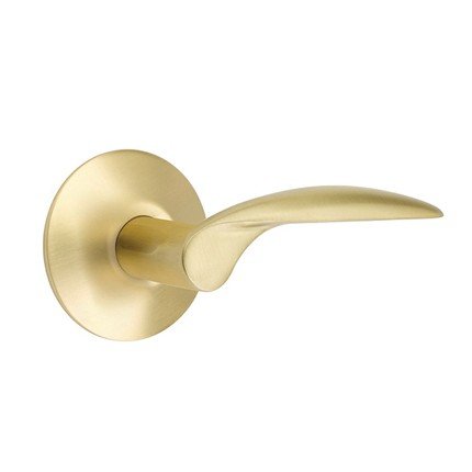 Emtek Mercury Door Handle, Modern Designer Brass, Passage, Modern Rosette, Satin Brass (US4) Finish