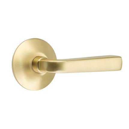 Emtek Sion Door Handle, Modern Designer Brass, Passage, Modern Rosette, Satin Brass (US4) Finish
