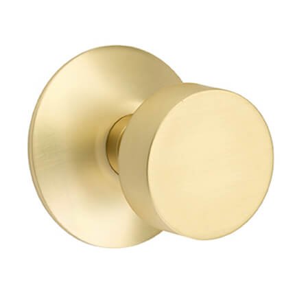Emtek Round Door Knob, Modern Classic Brass, Passage, Modern Rosette, Satin Brass (US4) Finish