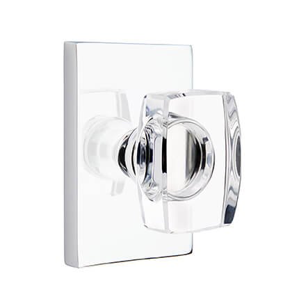 Emtek 5112WS Contemporary Windsor Glass Door Knob, Modern Rectangular Rosette