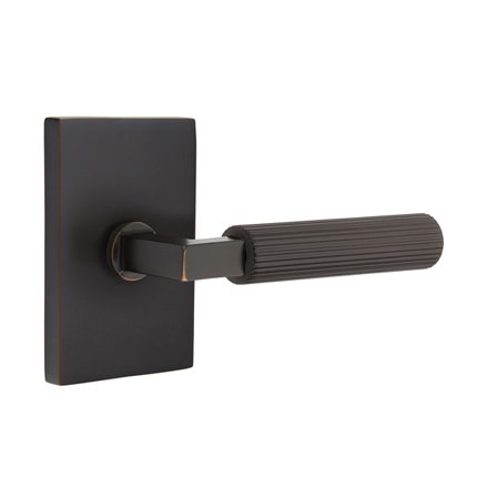 Emtek 5112LSSK Contemporary Modern Brass L-Square Straight Knurled Lever, Modern Rectangular Rosette