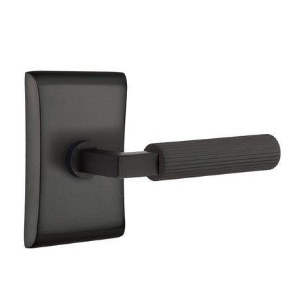 Emtek 5111LSSK Contemporary Modern Brass L-Square Straight Knurled Lever, Neos Rosette