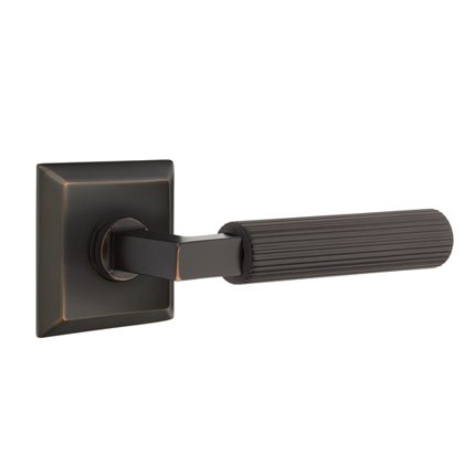 Emtek 8131LSSK Contemporary Modern Brass L-Square Straight Knurled Lever, Quincy Rosette