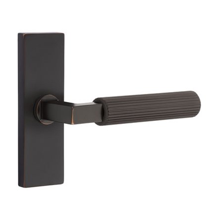 Emtek 5507LSSK Contemporary Modern Brass L-Square Straight Knurled Lever, Stretto Rosette