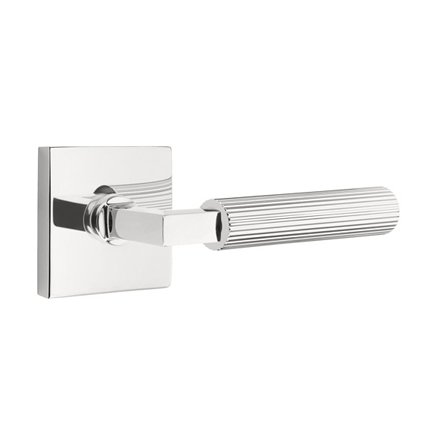 Emtek 5110LSSK Contemporary Modern Brass L-Square Straight Knurled Lever, Square Rosette