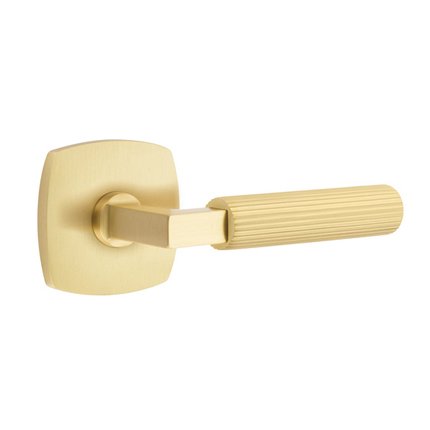 Emtek 5316LSSK Contemporary Modern Brass L-Square Straight Knurled Lever, Urban Modern Rosette