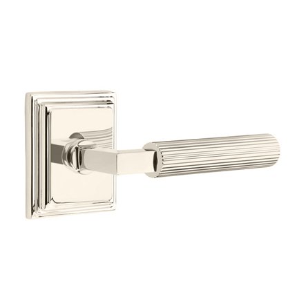 Emtek 8161LSSK Contemporary Modern Brass L-Square Straight Knurled Lever, Wilshire Rosette