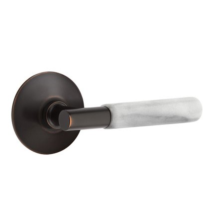 Emtek 5107TAMRWH Contemporary Modern Brass T-Bar White Marble Lever, Modern Rosette