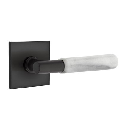 Emtek, Door Handle,  5110TAMRWH Contemporary Modern Brass T-Bar White Marble, Square Rosette