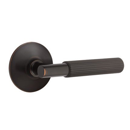 Emtek 5107TASK Contemporary Modern Brass T-Bar Straight Knurled Lever, Modern Rosette