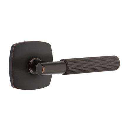 Emtek 5316TASK Contemporary Modern Brass T-Bar Straight Knurled Lever, Urban Modern Rosette