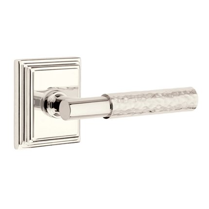 Emtek 8161TAHA Contemporary Modern Brass T-Bar Hammered Lever, Wilshire Rosette