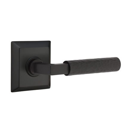 Emtek 8131LSHA Contemporary Modern Brass L-Square Hammered Lever, Quincy Rosette