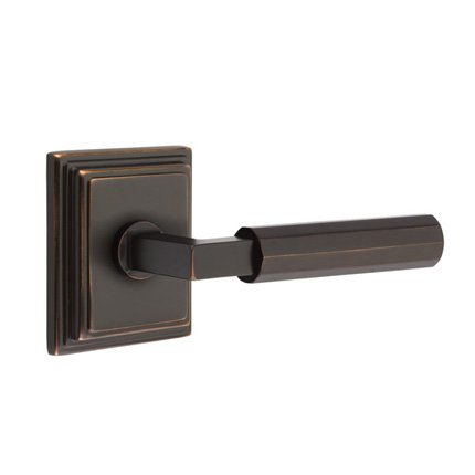 Emtek 8161LSFA Contemporary Modern Brass L-Square Faceted Lever, Wilshire Rosette