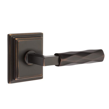 Emtek 8161LSTR Contemporary Modern Brass L-Square Tribeca Lever, Wilshire Rosette