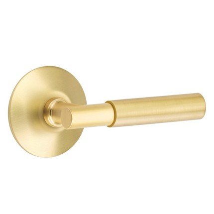 Emtek Myles Door Handle, Modern Designer Brass, Passage, Modern Rosette, Satin Brass (US4) Finish
