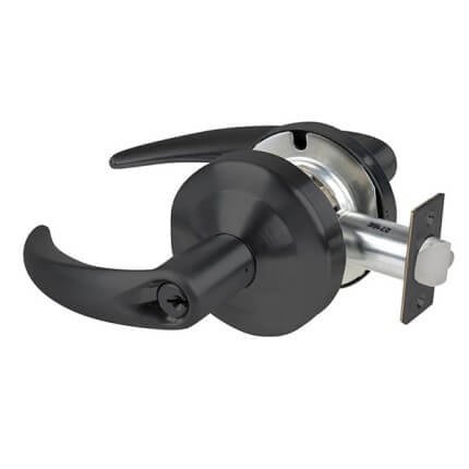 Schlage Omega Door Handle, Mechanical Door Locks, ND Series, Keyed, Double Cylinder Function, Vestibule Lock, Flat Black Finish