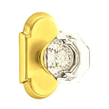 Emtek Old Town Glass Door Knob, Passage with #8 Rosette in Polished Brass (US3) Finish