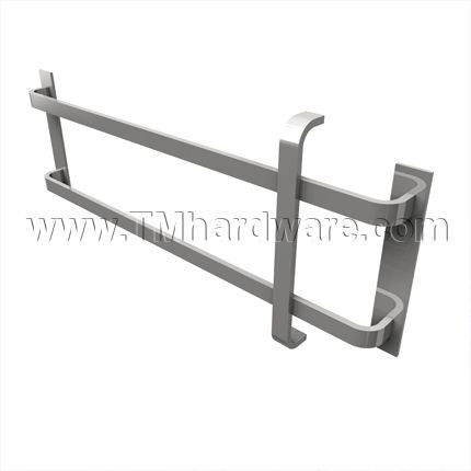Rockwood 31, 32 Pull Bar Mounted on Two Push Bars With Base Plates, Push Bar up to 36" CTC