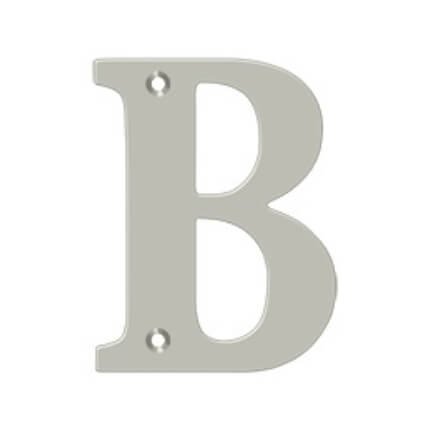 Deltana Solid Brass Traditional Letters, Residential Letter "B" - 4" Height, Satin Nickel (US15) Finished